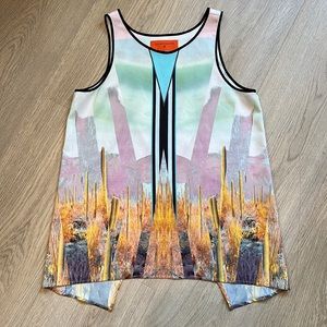 Clover Canyon Cactus Print Sleeveless Blouse Tank Women’s S Small